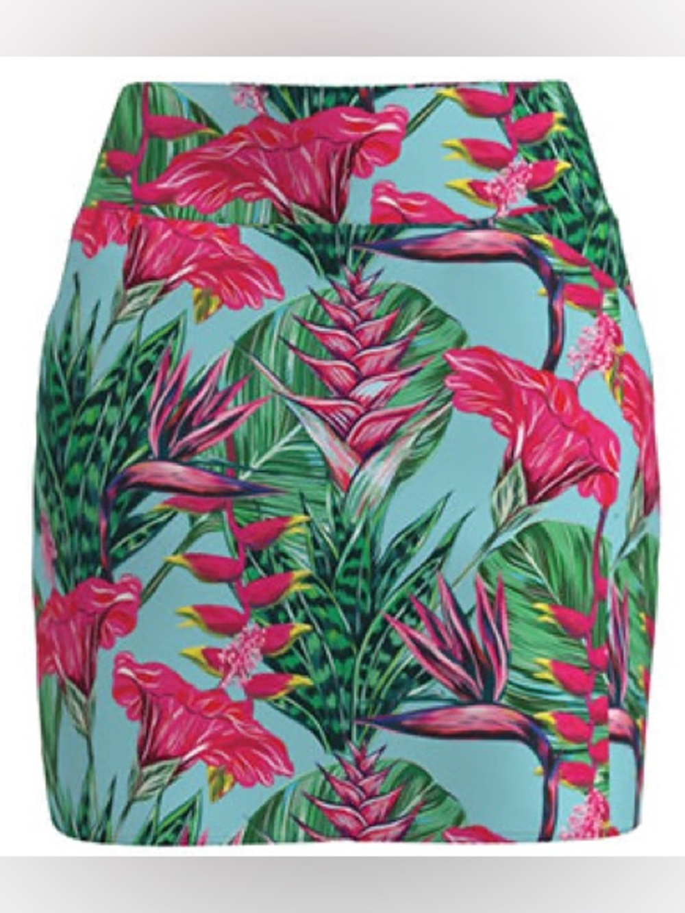AB SPORT Allie Burke Summer Garden Tropical Floral Golf Skort Aqua Pink Green